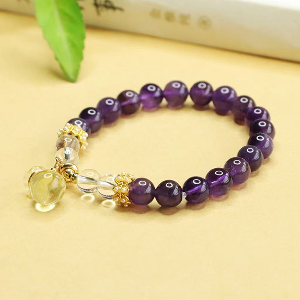 Natural Amethyst Citrine Purse Bracelet For Women