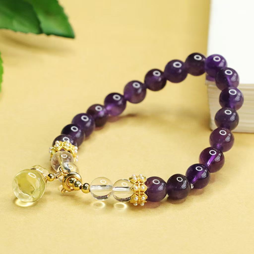 Natural Amethyst Citrine Purse Bracelet For Women