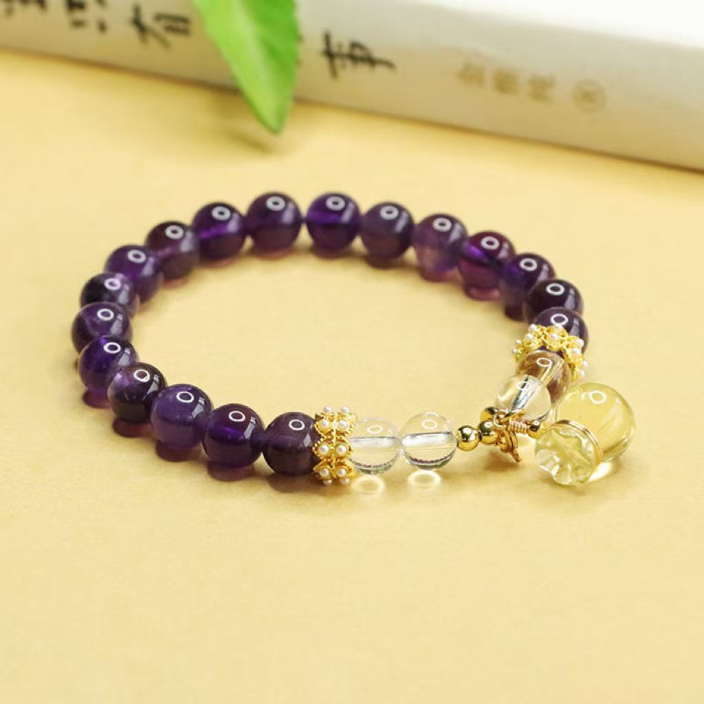 Natural Amethyst Citrine Purse Bracelet For Women