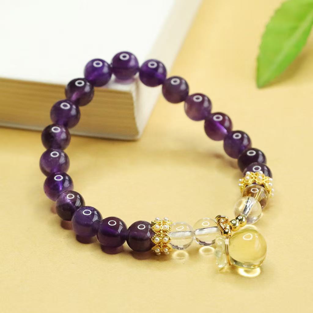 Natural Amethyst Citrine Purse Bracelet For Women